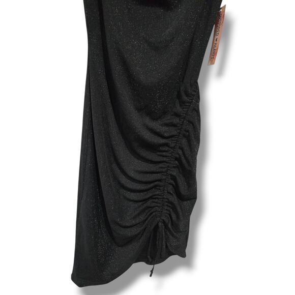 Inspired Hearts Women’s Metallic Black Strapless Ruched Dress Medium NWT - Picture 4 of 9